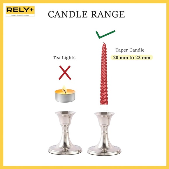 Rely+ Silver Candle Holder Set of 2 Decorative Taper Candle Stick Candle Holder - Picture 6 of 6